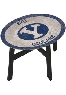 BYU Cougars Distressed Side Navy Blue End Table