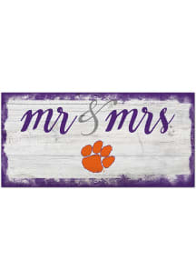 Clemson Tigers Script Mr and Mrs Sign