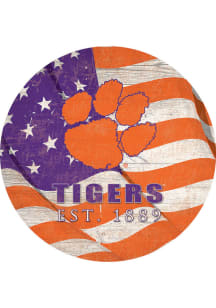 Clemson Tigers Team Color Flag 12 Inch Circle Sign
