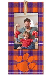 Clemson Tigers Plaid Clothespin Sign