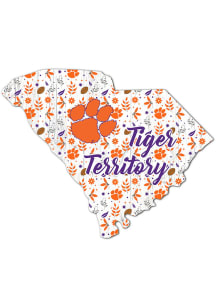 Clemson Tigers Floral State Sign