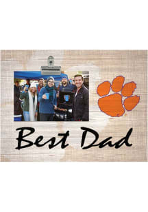 Clemson Tigers Best Dad Burlap Clip Picture Frame