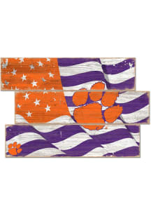 Clemson Tigers Flag 3 Plank Sign