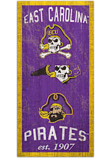 East Carolina Pirates Heritage 6x12 Sign - Purple