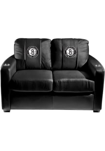 Brooklyn Nets Faux Leather Love Seat - Black