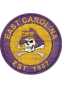 East Carolina Pirates Round Heritage Logo Sign - Purple