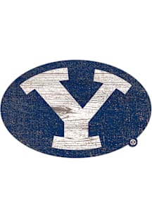 BYU Cougars Distressed Logo Cutout Sign - Blue