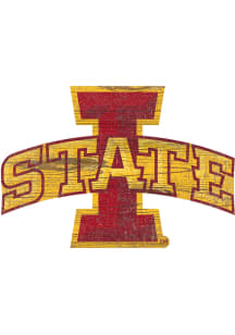 Iowa State Cyclones Distressed Logo Cutout Sign