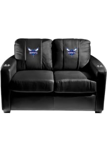Charlotte Hornets Faux Leather Love Seat - Black