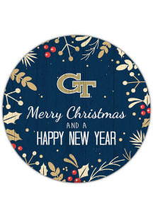 GA Tech Yellow Jackets Merry Christmas and New Year Circle Sign
