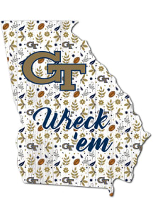 GA Tech Yellow Jackets Floral State Sign