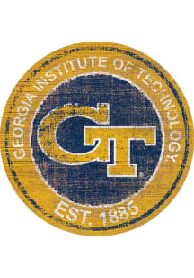 GA Tech Yellow Jackets Round Heritage Logo Sign
