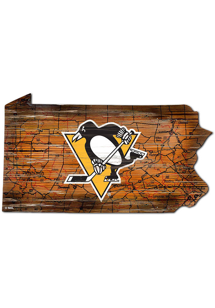 Pittsburgh Penguins 12 Mini Roadmap State Sign Sign BLACK - 32620347