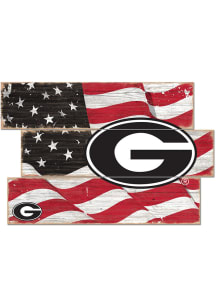 Georgia Bulldogs Flag 3 Plank Sign