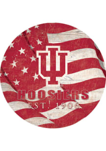 Indiana Hoosiers Team Color Flag 12 Inch Circle Sign