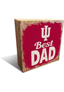 Red Indiana Hoosiers Best Dad Block Sign