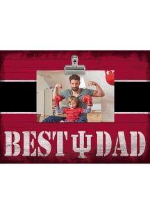 Red Indiana Hoosiers Best Dad Striped Clip Picture Frame