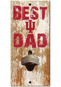 Red Indiana Hoosiers Best Dad Bottle Opener Sign