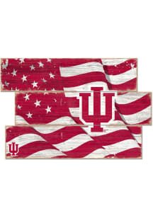Red Indiana Hoosiers Flag 3 Plank Sign