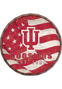 Red Indiana Hoosiers Flag 16 Inch Barrel Top Sign