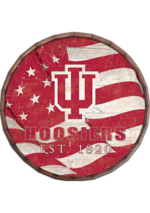 Red Indiana Hoosiers Flag 24 Inch Barrel Top Sign