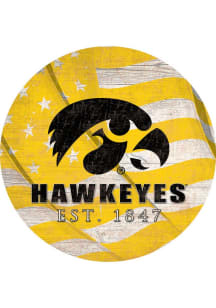 Black Iowa Hawkeyes 24in Flag Circle Sign