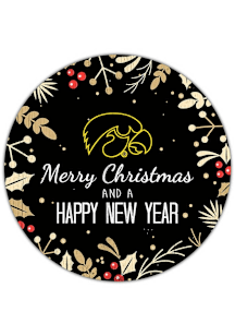 Iowa Hawkeyes Merry Christmas and New Year Circle Sign - Black