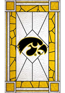 Black Iowa Hawkeyes Stained Glass Sign