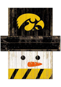 Black Iowa Hawkeyes Snowman Head Sign