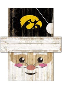 Black Iowa Hawkeyes Santa Head Sign