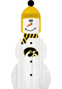 Black Iowa Hawkeyes Snowman Leaner Sign