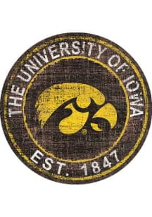 Iowa Hawkeyes Round Heritage Logo Sign