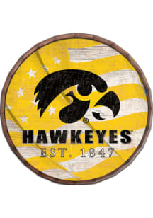 Iowa Hawkeyes Flag 16 Inch Barrel Top Sign