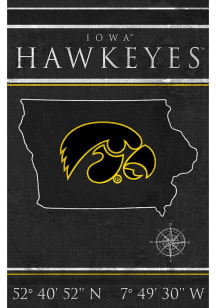 Iowa Hawkeyes Coordinates 17x26 Sign