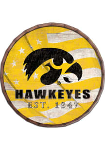 Iowa Hawkeyes Flag 24 Inch Barrel Top Sign
