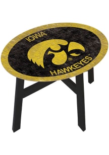 Iowa Hawkeyes Distressed Side Black End Table