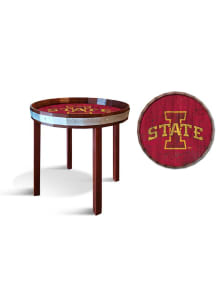 Iowa State Cyclones 24 Inch Barrel Top Side Red End Table