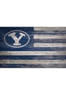 BYU Cougars Distressed Flag 11x19 Sign