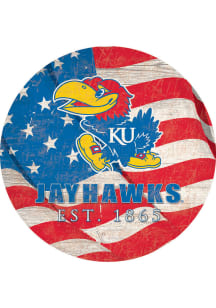 Kansas Jayhawks Team Color Flag 12 Inch Circle Sign