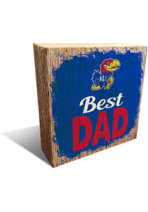 Kansas Jayhawks Best Dad Block Sign