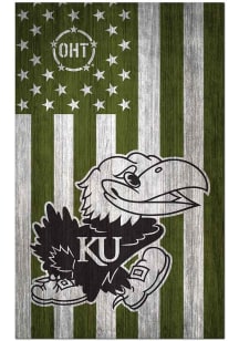 Kansas Jayhawks 11x19 OHT Military Flag Sign