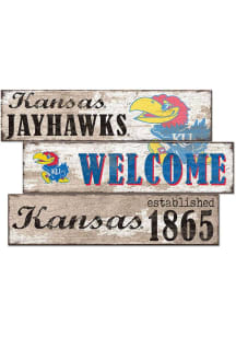Kansas Jayhawks Welcome 3 Plank Sign