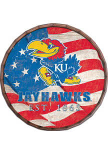 Kansas Jayhawks Flag 16 Inch Barrel Top Sign