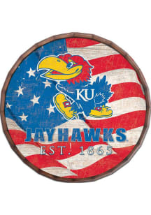 Kansas Jayhawks Flag 24 Inch Barrel Top Sign