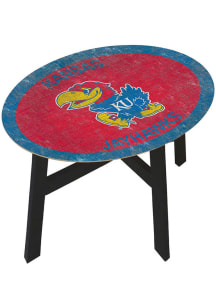 Kansas Jayhawks Distressed Side Blue End Table