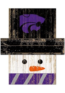 K-State Wildcats Snowman Head 6x5 Sign - Purple