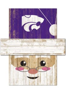 Purple K-State Wildcats Santa Head Sign