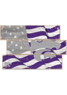 K-State Wildcats Flag 3 Plank Sign