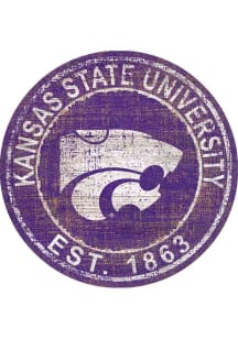 K-State Wildcats Round Heritage Logo Sign