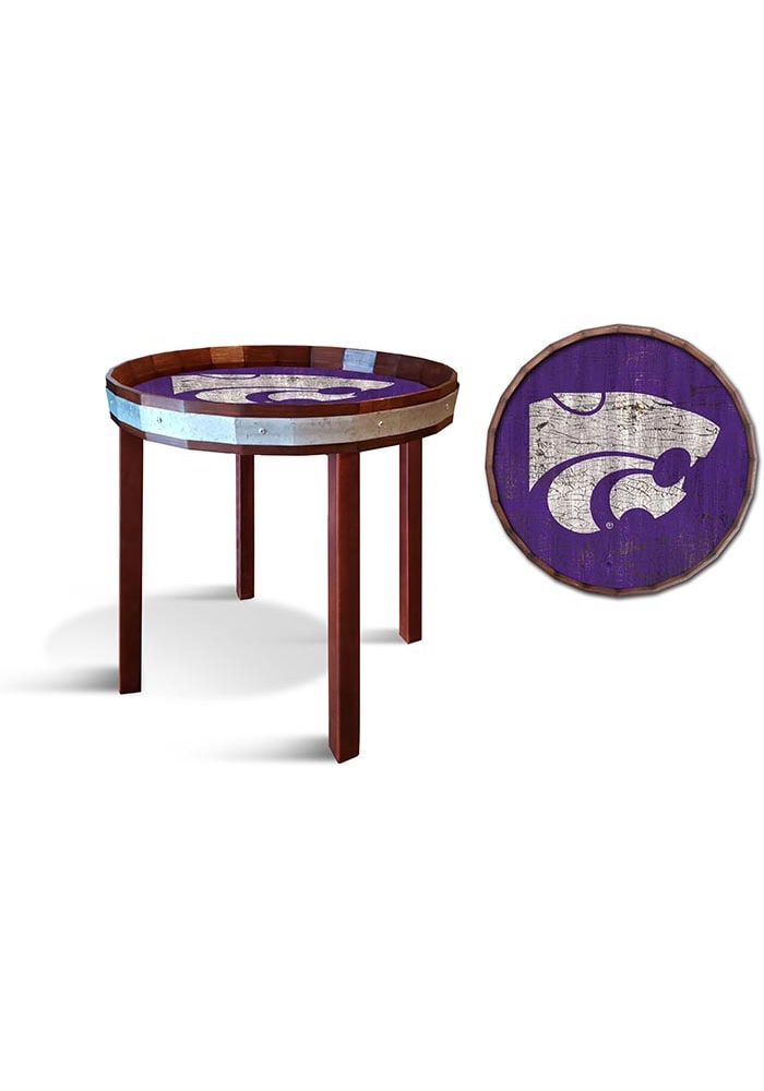 K-State Wildcats 24 Inch Barrel Top Side Purple End Table